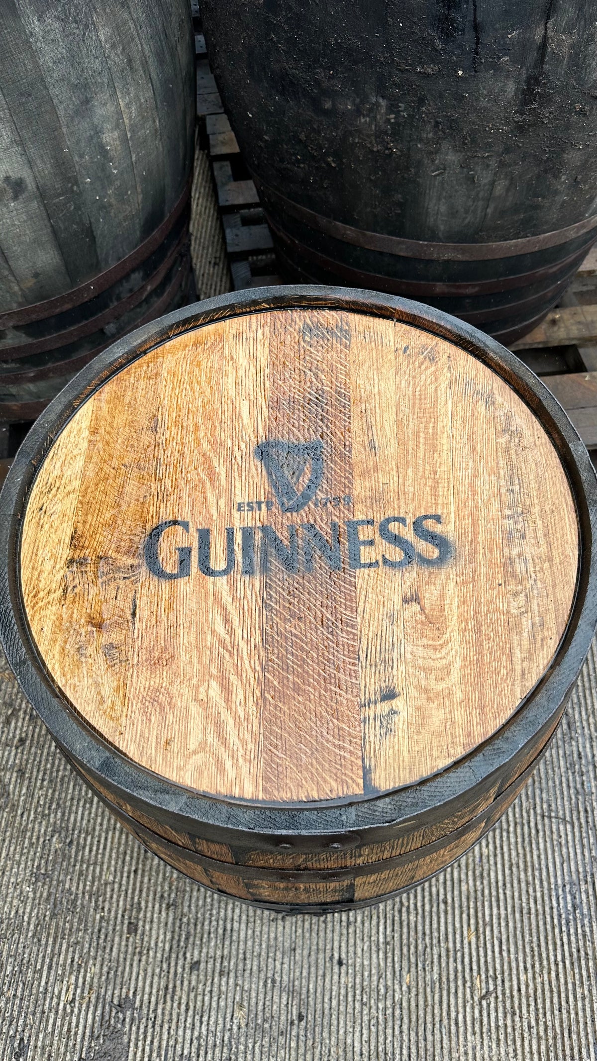 Refurbished rustic oak whisky barrel