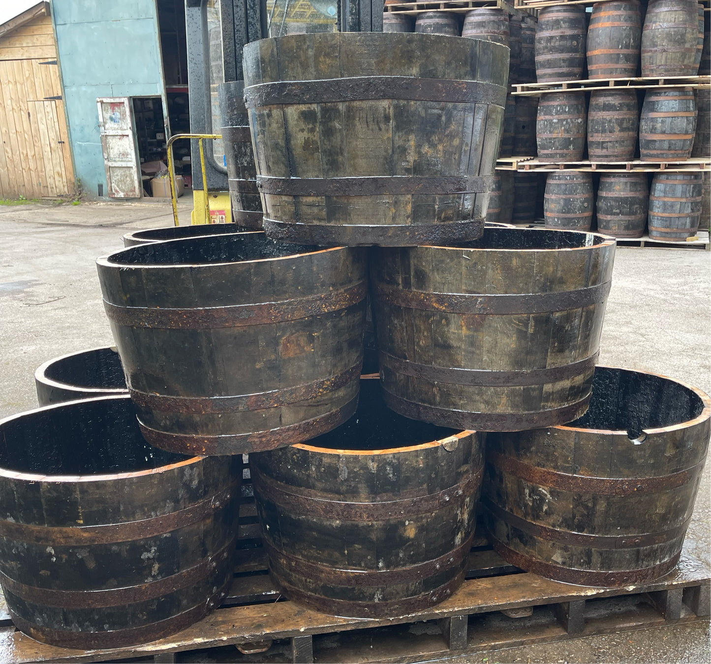 10 x Oak Half Whiskey Barrel Planter/Pond